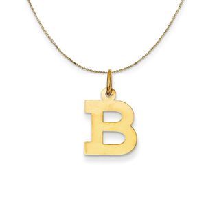 14k Yellow Gold, Amanda, Sm Block Initial B Necklace - 24 Inch